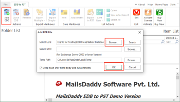 MailsDaddy EDB to PST Converter screenshot