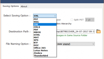 Export EML to PDF screenshot