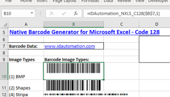 Excel Code 128 Barcode Generator screenshot