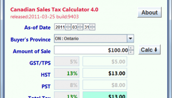 Canadian Sales Tax Calculator screenshot