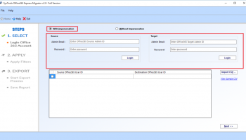Office 365 to Office 365 Migration Tool screenshot