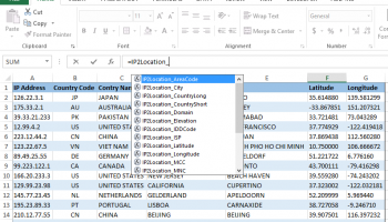 IP2Location Excel Add-In screenshot