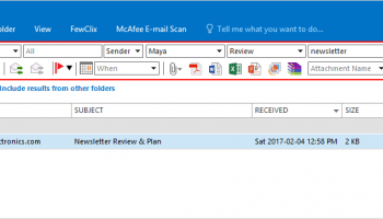 FewClix for Outlook screenshot